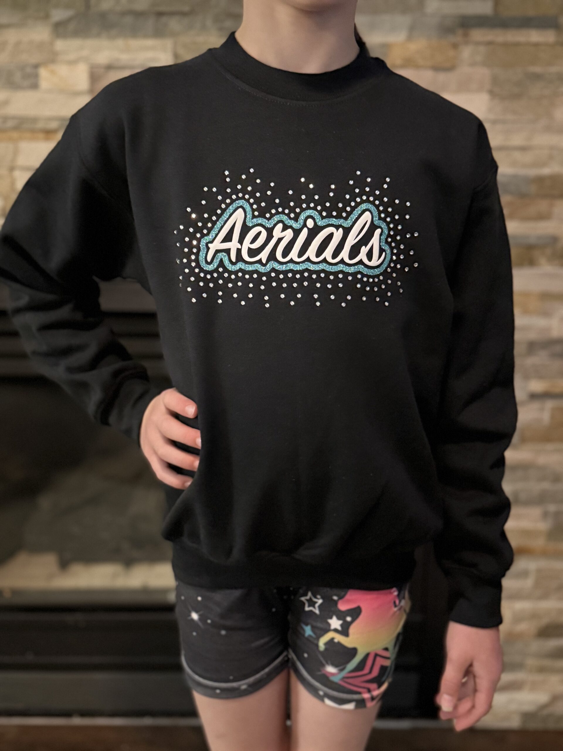 Puff and Sparkle Sweatshirt Black with White Lettering-Kid Size